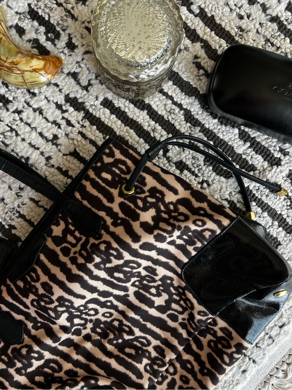 Coach Leopard Print Drawstring Shoulder Bag